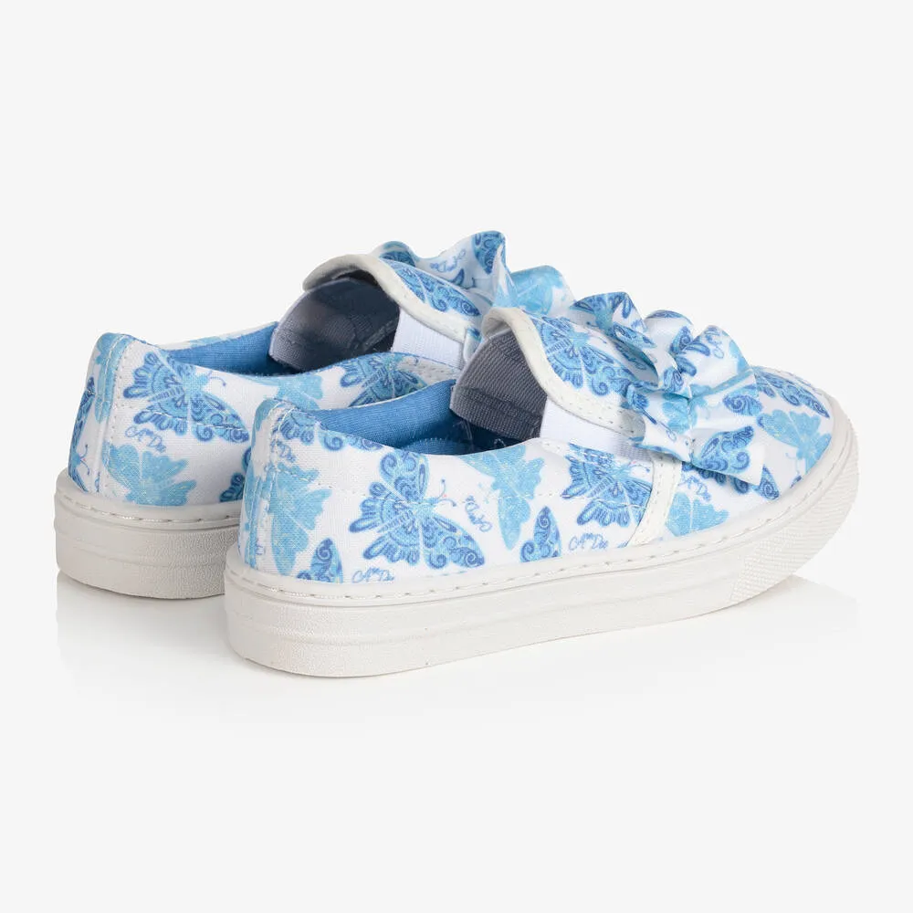 Girls Blue Butterfly Trainers