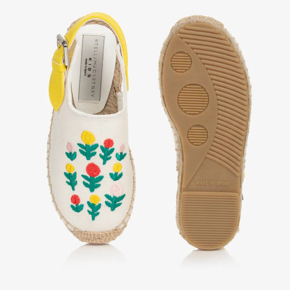 Girls Ivory Floral Espadrilles