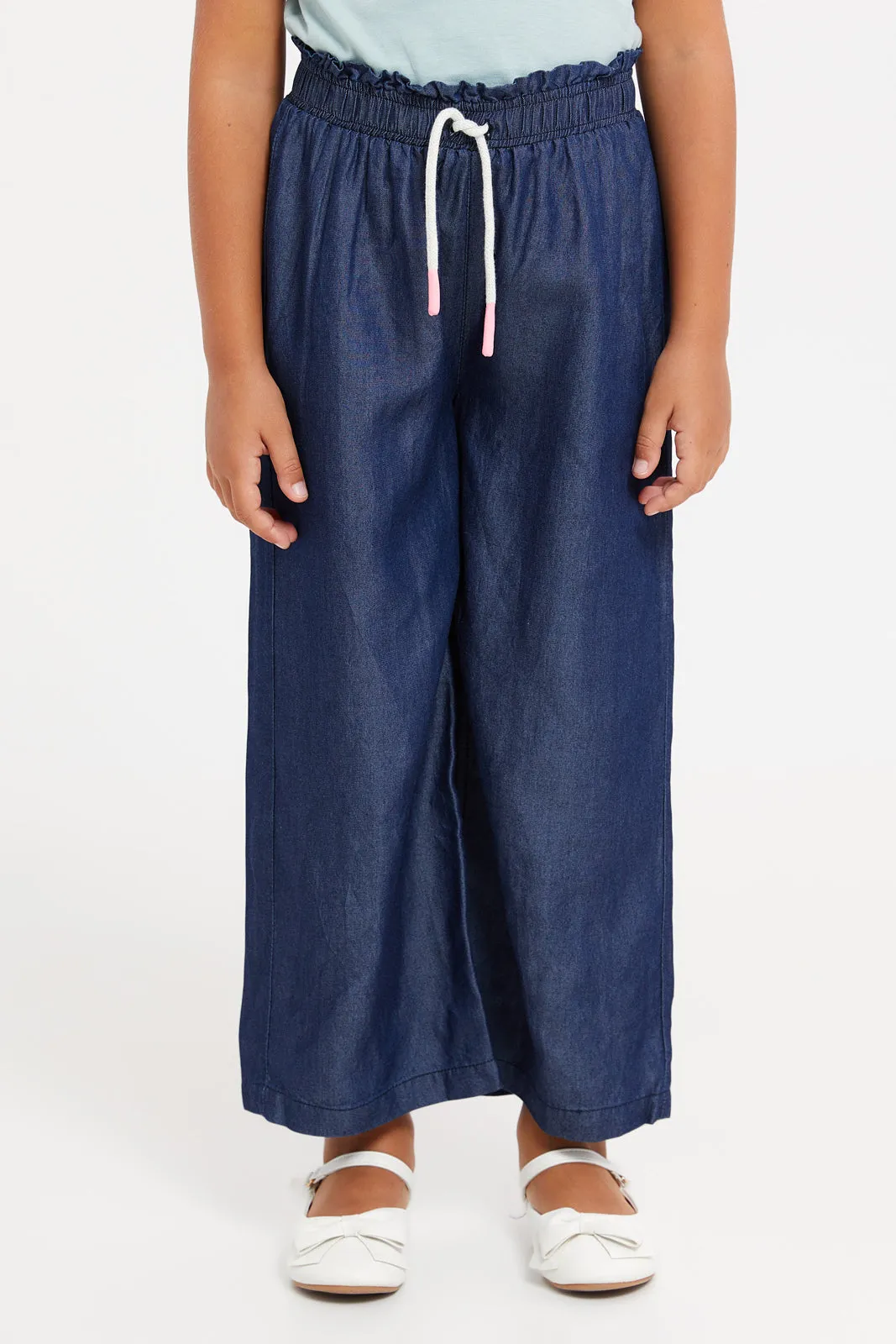 Girls Navy Culottes Trousers