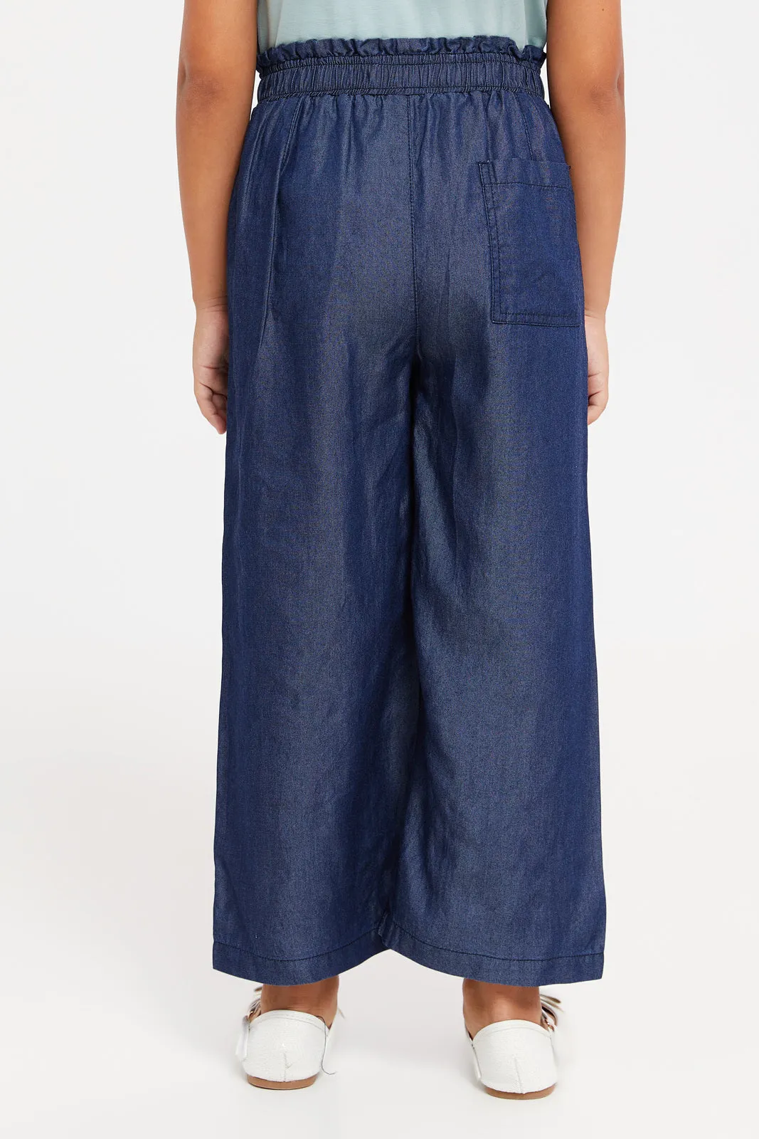 Girls Navy Culottes Trousers