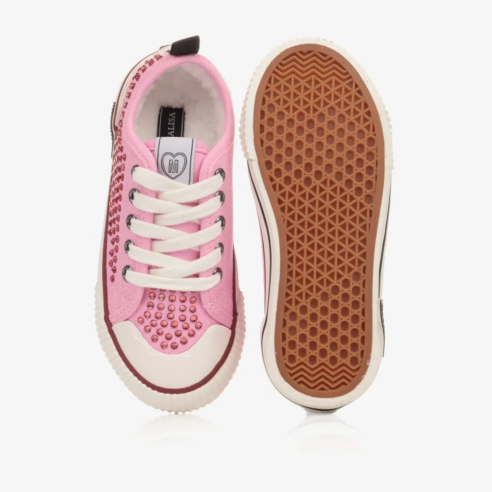 Girls Pink Canvas Trainers