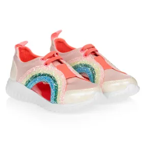 Girls Pink Rainbow Trainers 