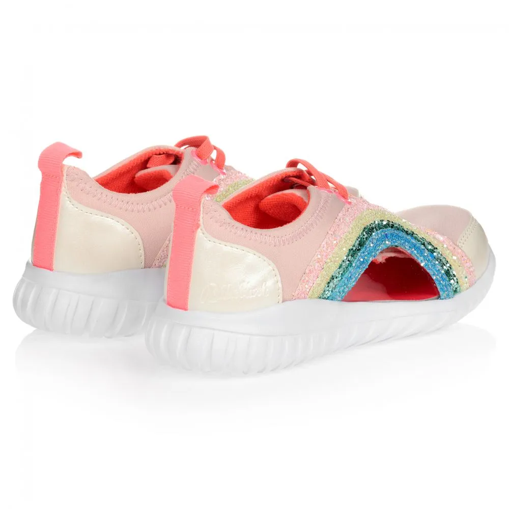 Girls Pink Rainbow Trainers 