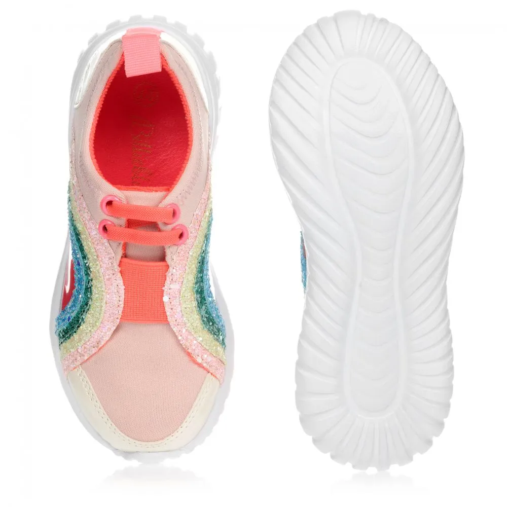 Girls Pink Rainbow Trainers 