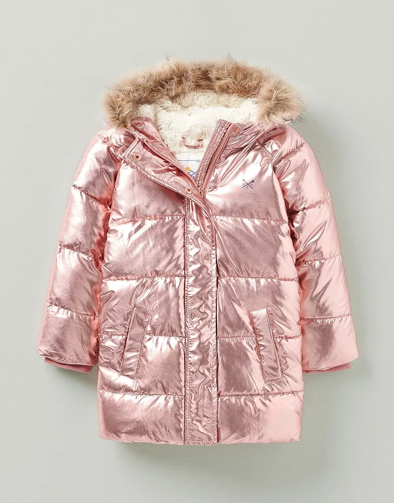 Girls' Trim Hood Metallic Padded Jacket from Crew Clothing Company