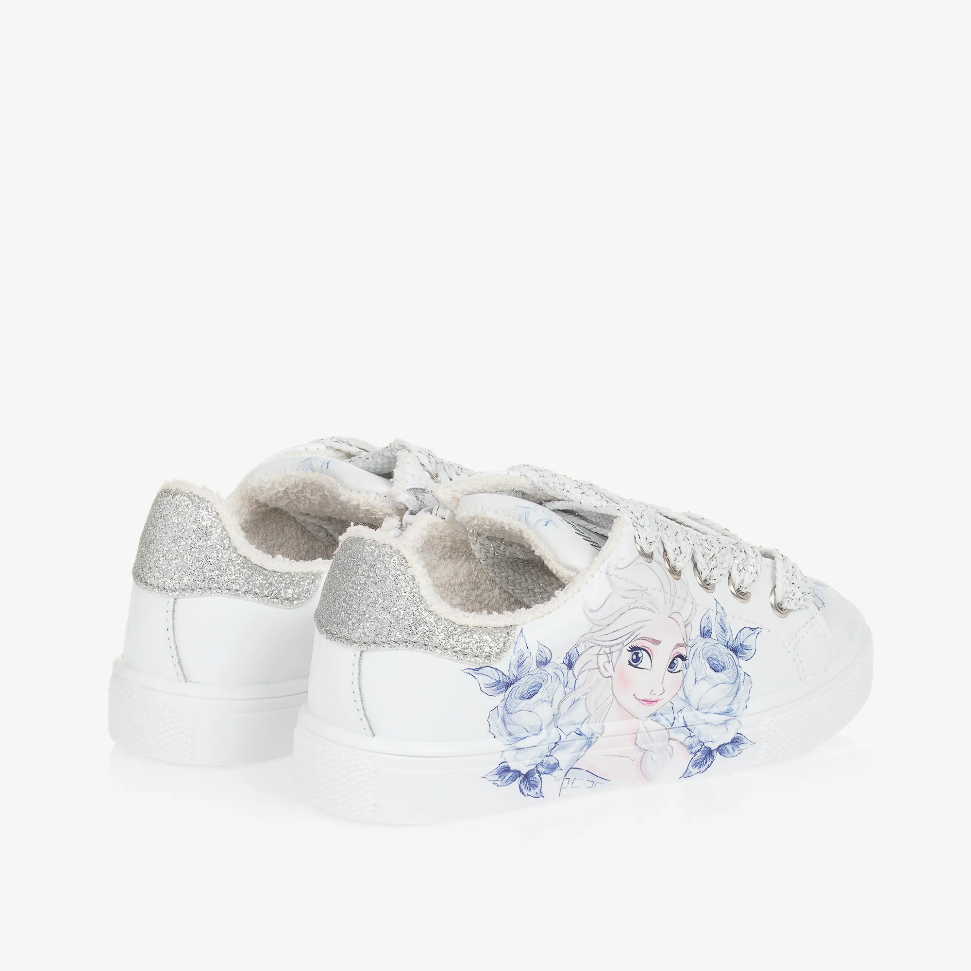 Girls White Leather Disney Trainers