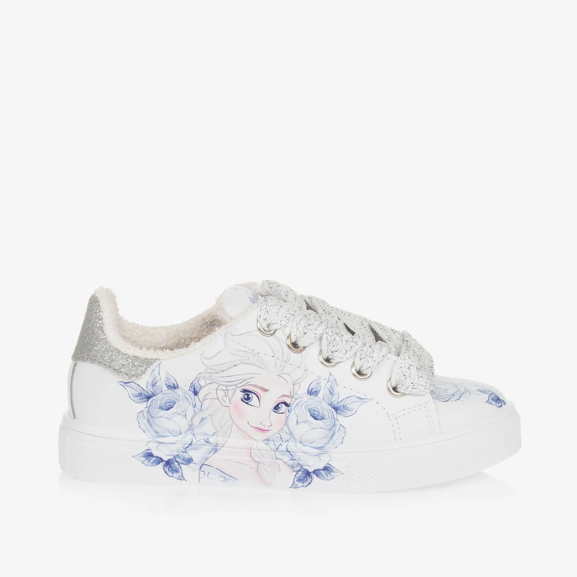 Girls White Leather Disney Trainers