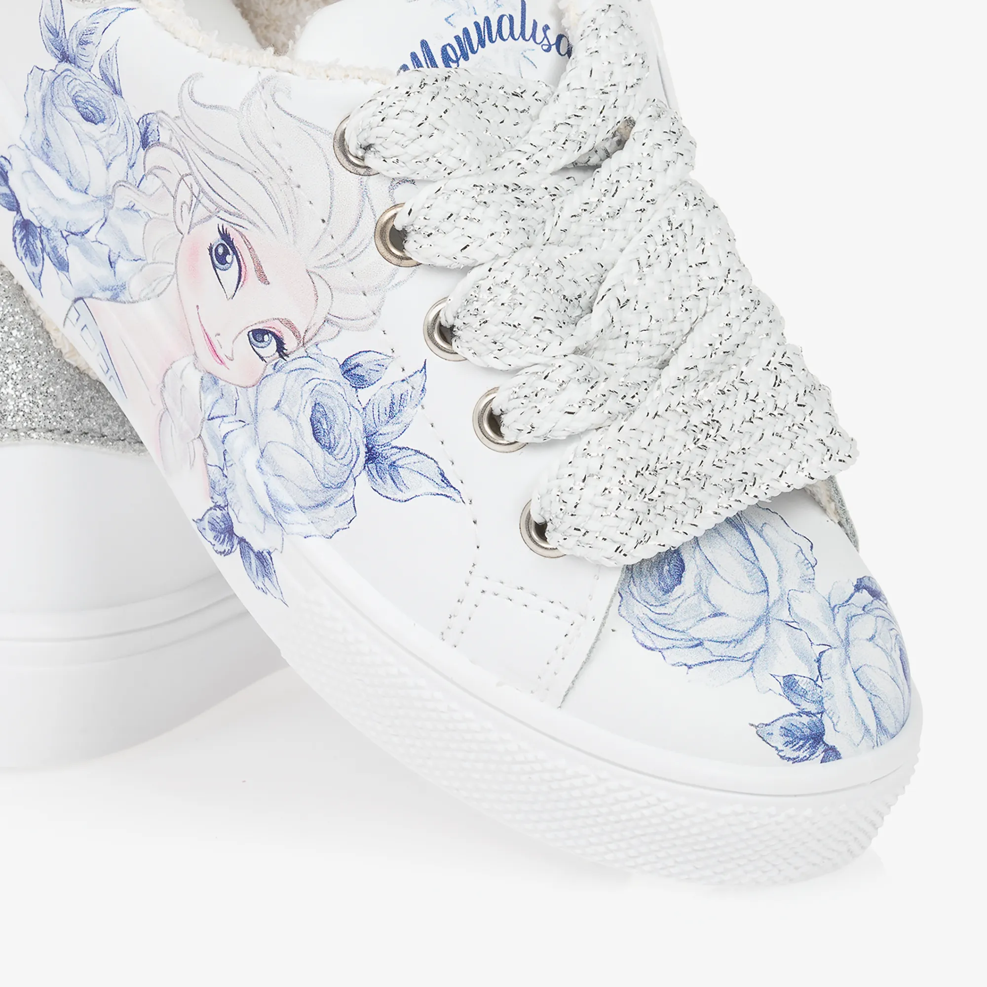 Girls White Leather Disney Trainers