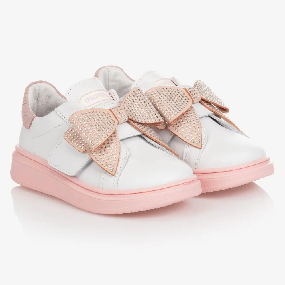 Girls White Leather Trainers