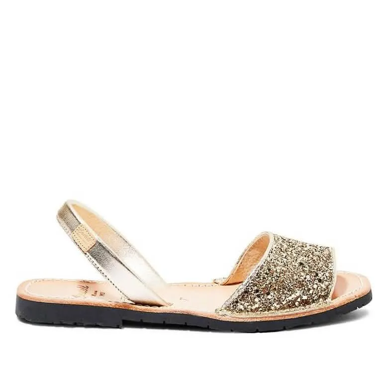 Glam Menorcan Espadrille - Glitter Leather Women's Shoe.