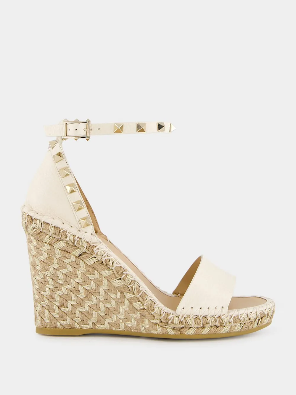 Gold Rockstud Wedge Espadrilles