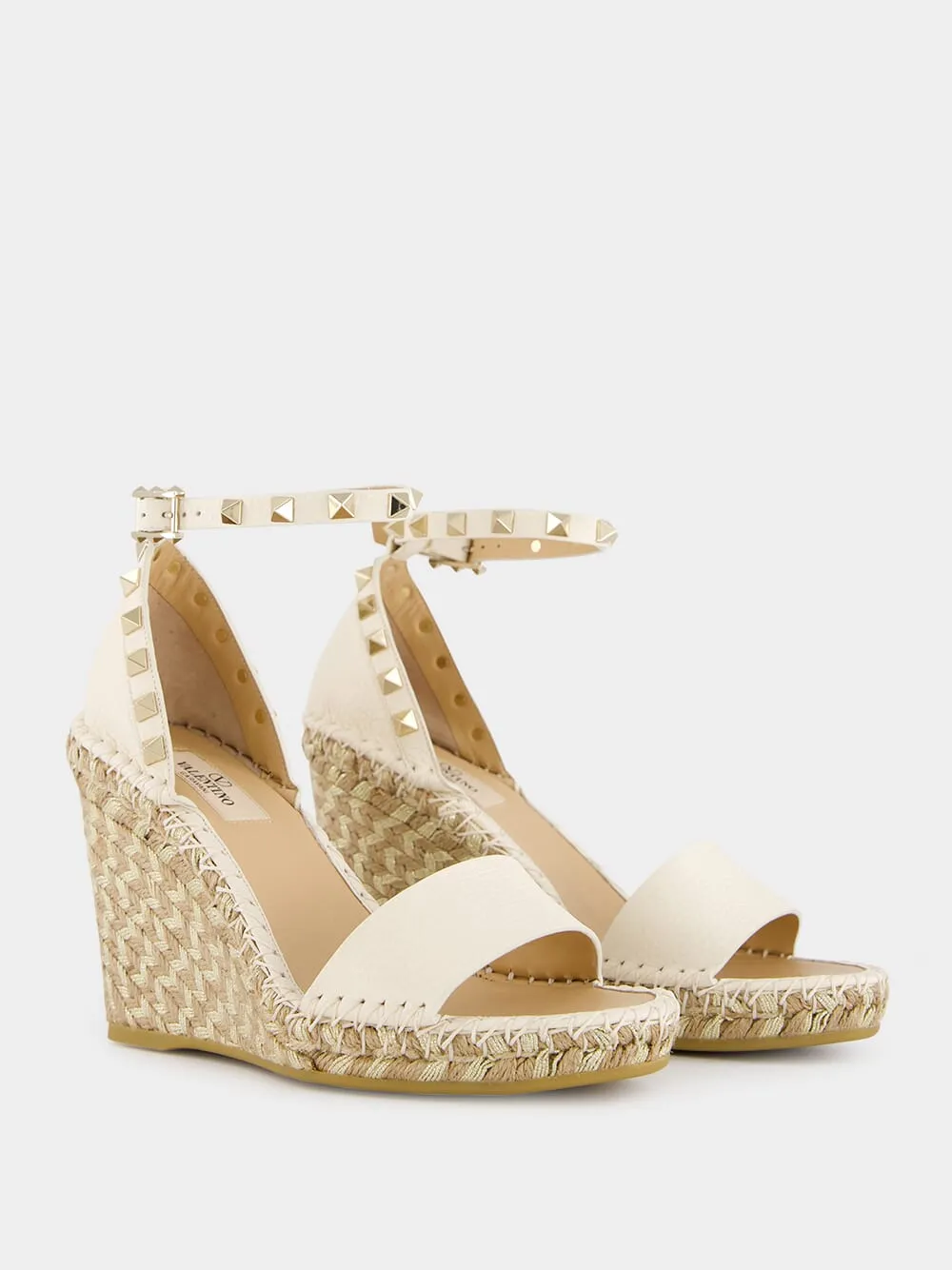 Gold Rockstud Wedge Espadrilles