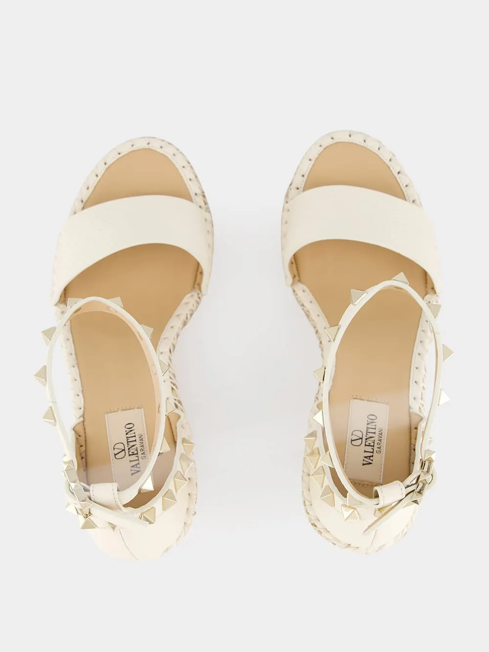 Gold Rockstud Wedge Espadrilles