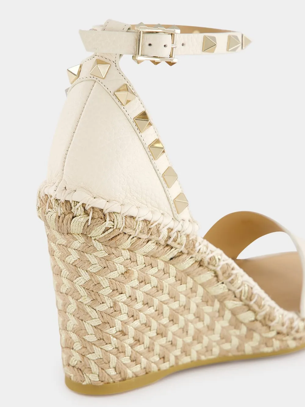 Gold Rockstud Wedge Espadrilles