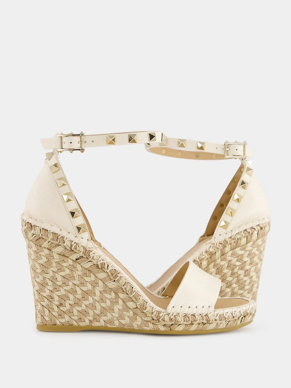 Gold Rockstud Wedge Espadrilles