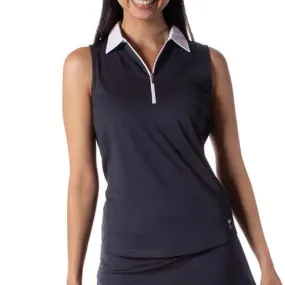 Golftini Sleeveless Navy Polo with Contrast Design