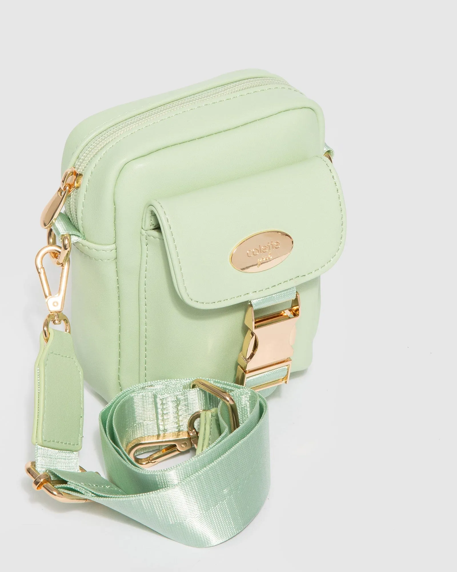 Green Emma Lock Crossbody Bag