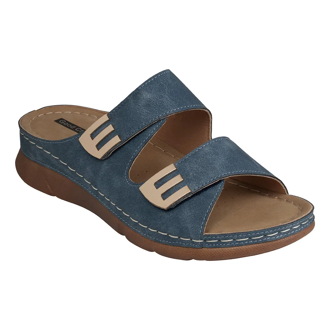 Gretchen Navy Comfort Flat Sandals