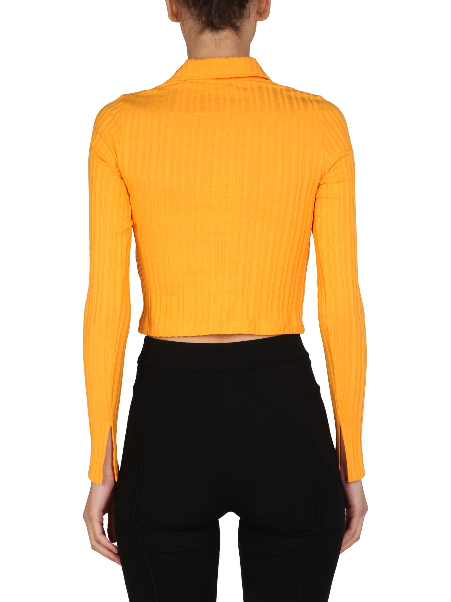 HELMUT LANG RIBBED KNIT CROPPED POLO