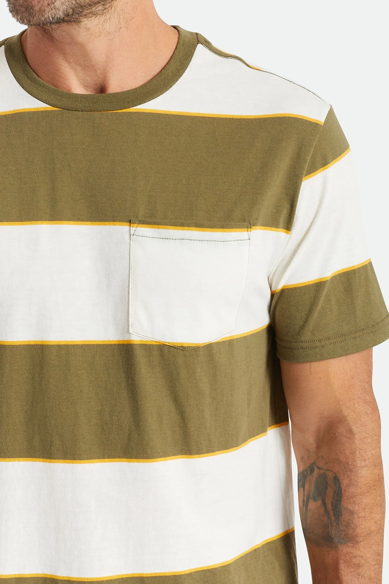 Hilt S/S Pocket Knit - Military Olive/Off White/Golden