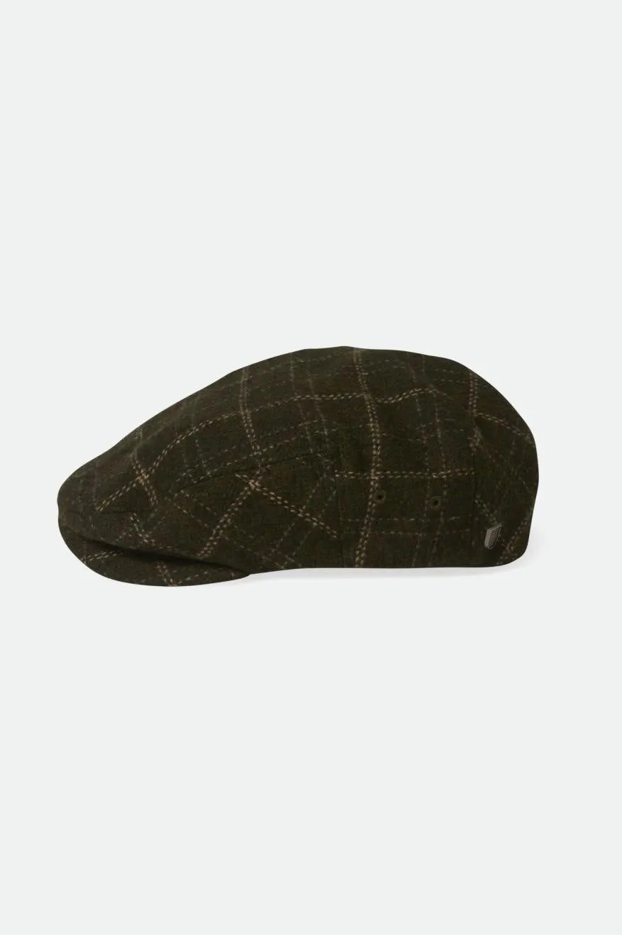 Hooligan Lightweight Flat Cap - Moss/Beige