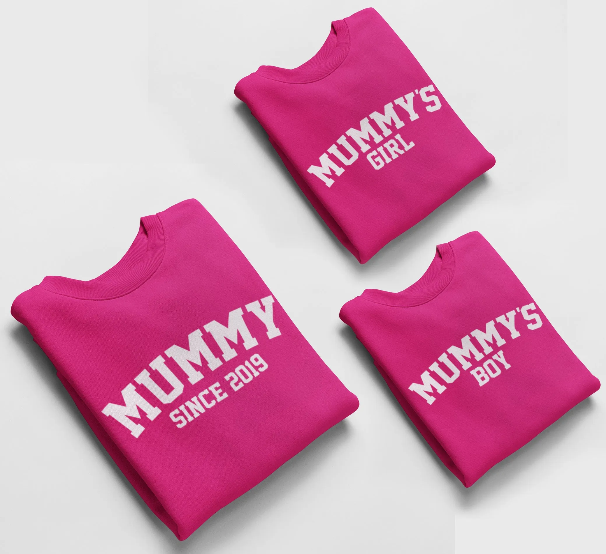 Hot Pink Matching Jumpers, Mummy Since, Mummy's Girl, Mummy's Boy Mother's Day Gift, Birthday Gift