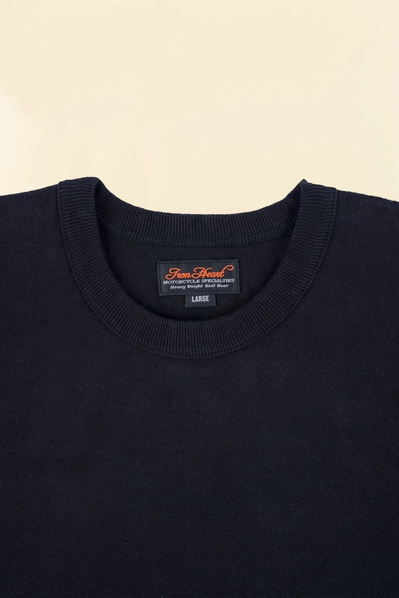 Iron Heart 11oz Cotton Knit Crew Neck T-Shirt - Black