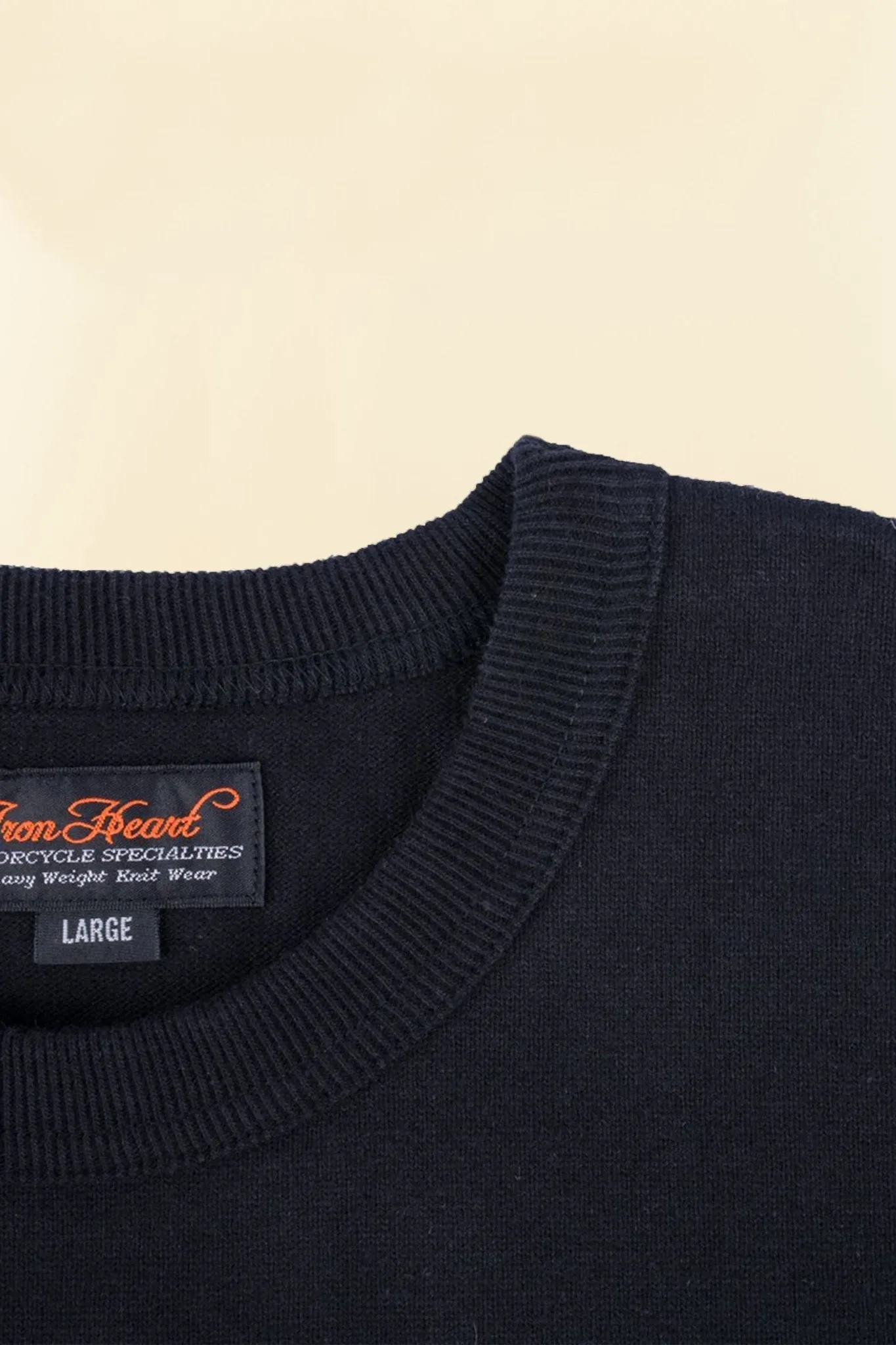 Iron Heart 11oz Cotton Knit Crew Neck T-Shirt - Black