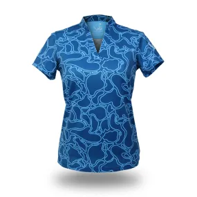 Island Coral Ladies Polo Shirt Makai Blue