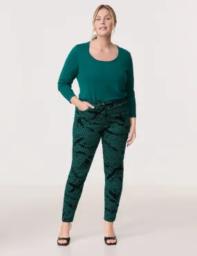 Jacquard trousers with a flock print, Betty