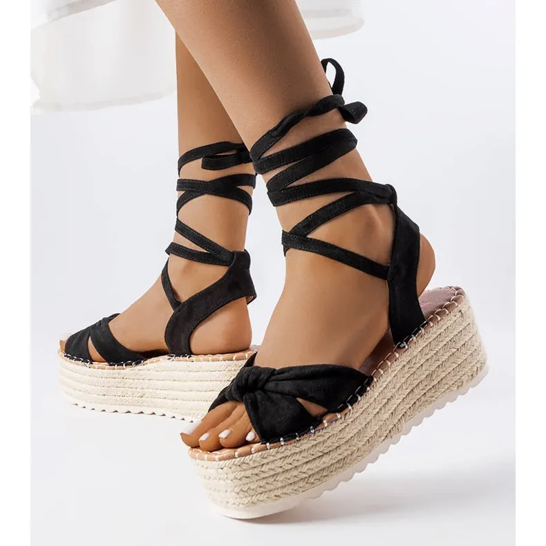 Sleek Black Platform Espadrilles