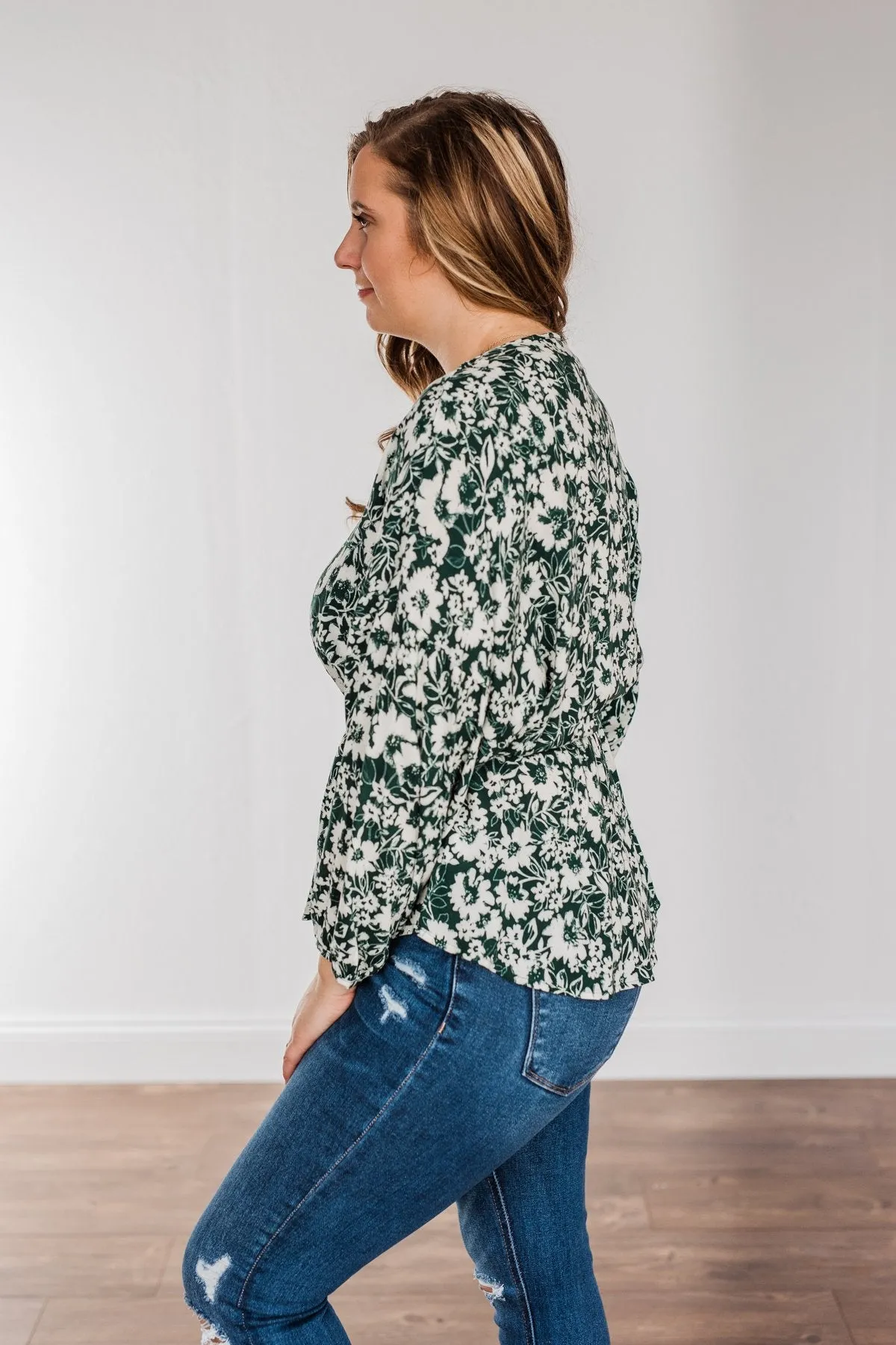 Hunter Green Long Sleeve Blouse - Joy to the World