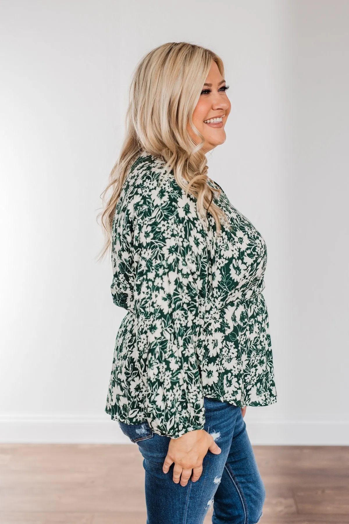 Hunter Green Long Sleeve Blouse - Joy to the World