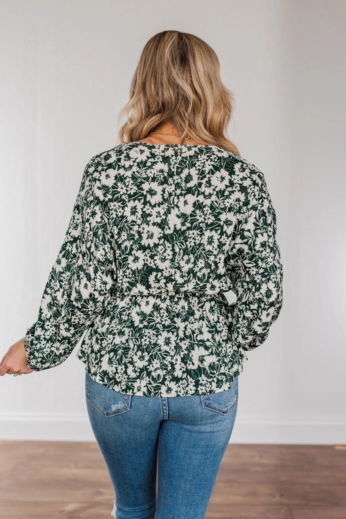 Hunter Green Long Sleeve Blouse - Joy to the World