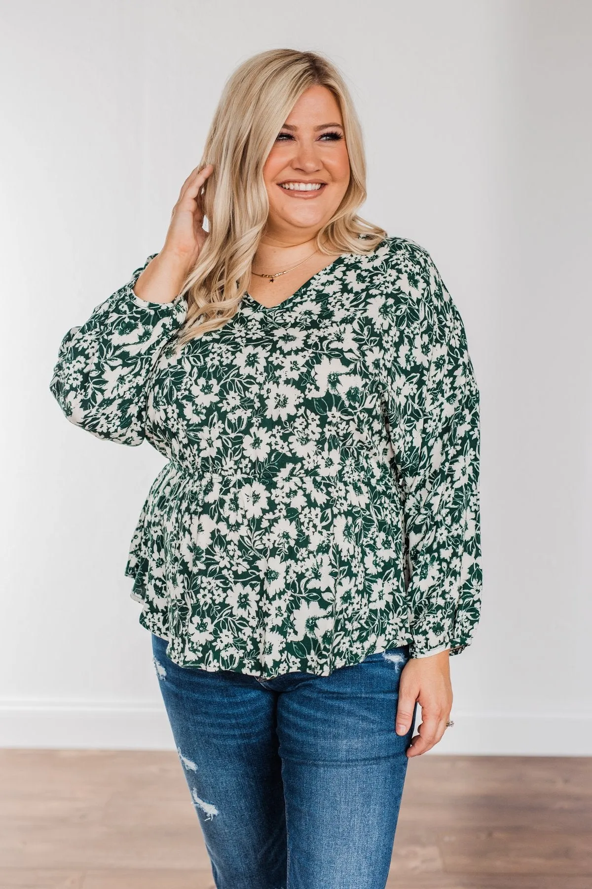 Hunter Green Long Sleeve Blouse - Joy to the World