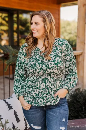 Hunter Green Long Sleeve Blouse - Joy to the World