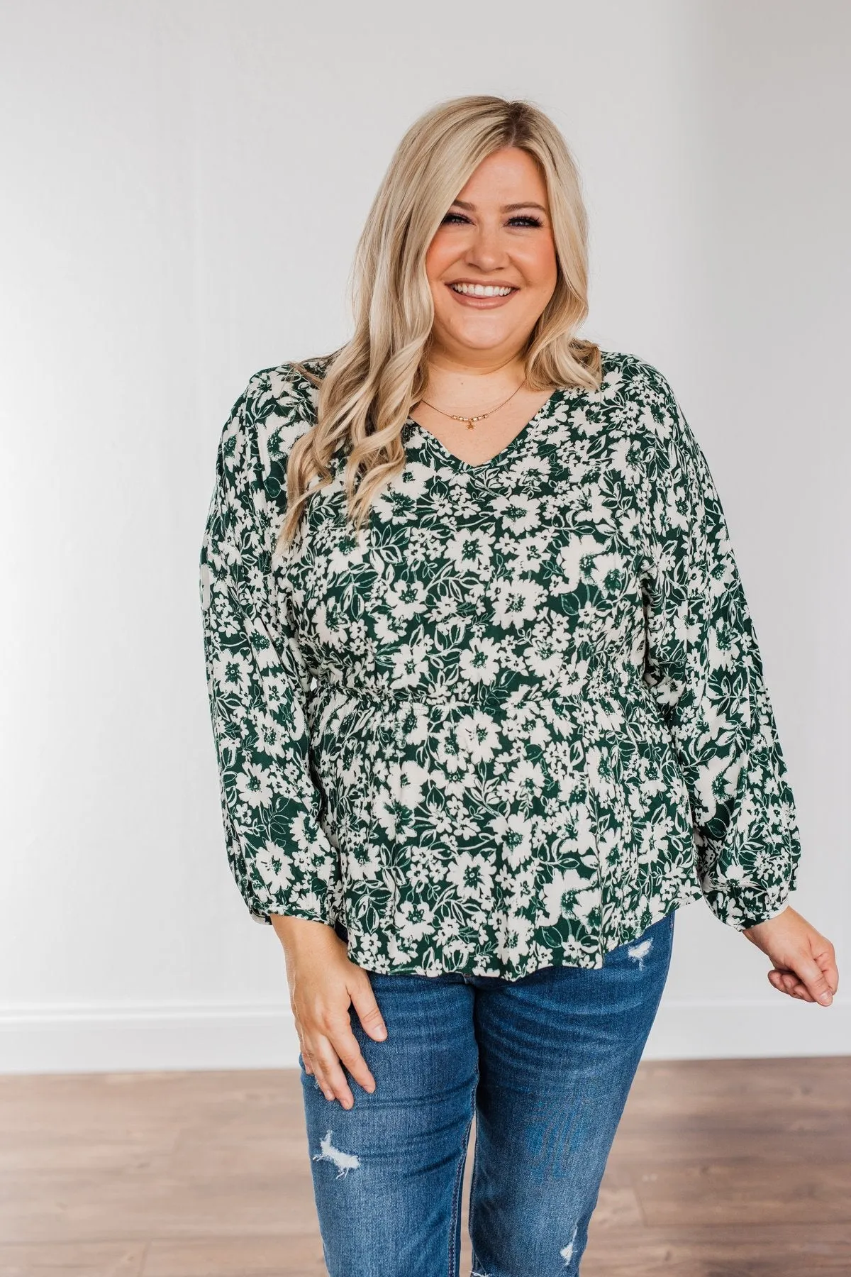 Hunter Green Long Sleeve Blouse - Joy to the World