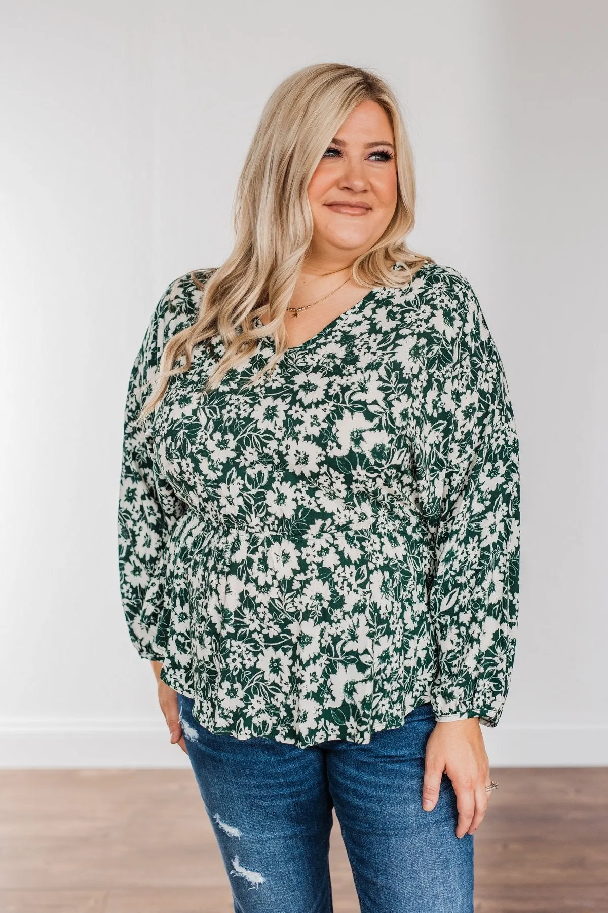 Hunter Green Long Sleeve Blouse - Joy to the World