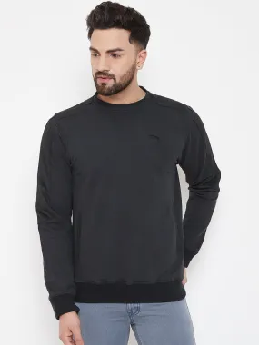 JUMP USA Men Black Solid Pullover Sweatshirt