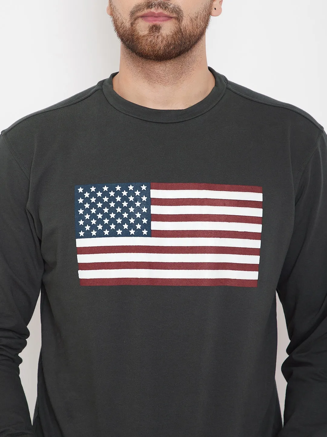 JUMP USA Men Charcoal Printed Sweatshirt