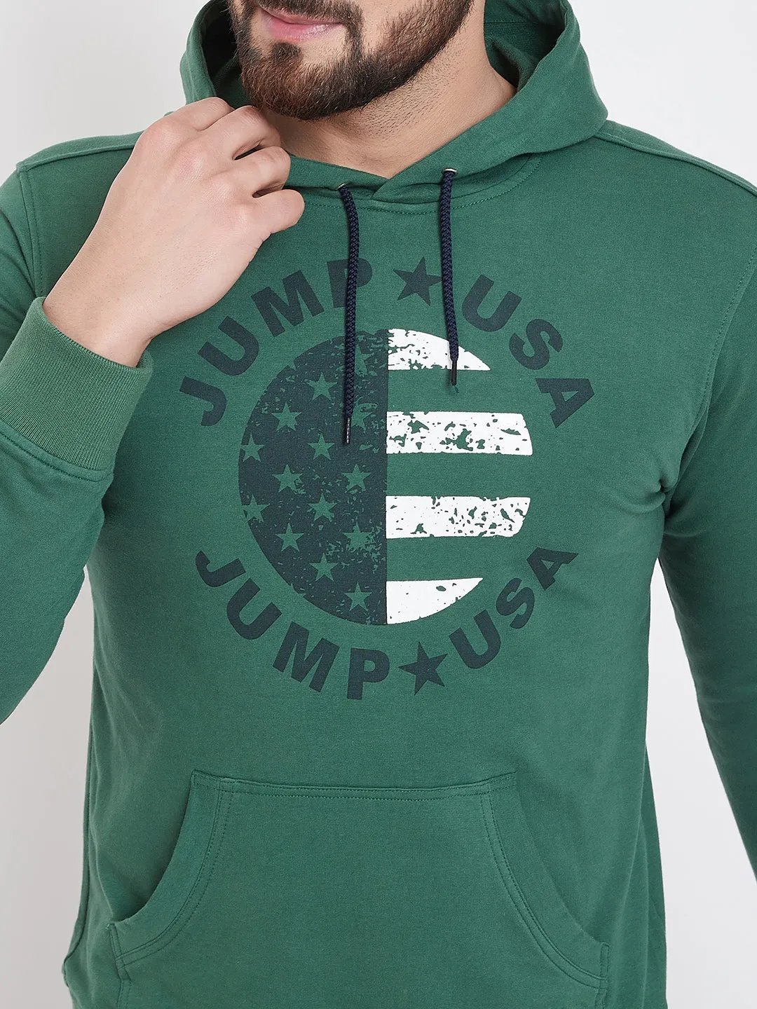 JUMP USA Men Hunter Self Design Hooded Sweatshirt