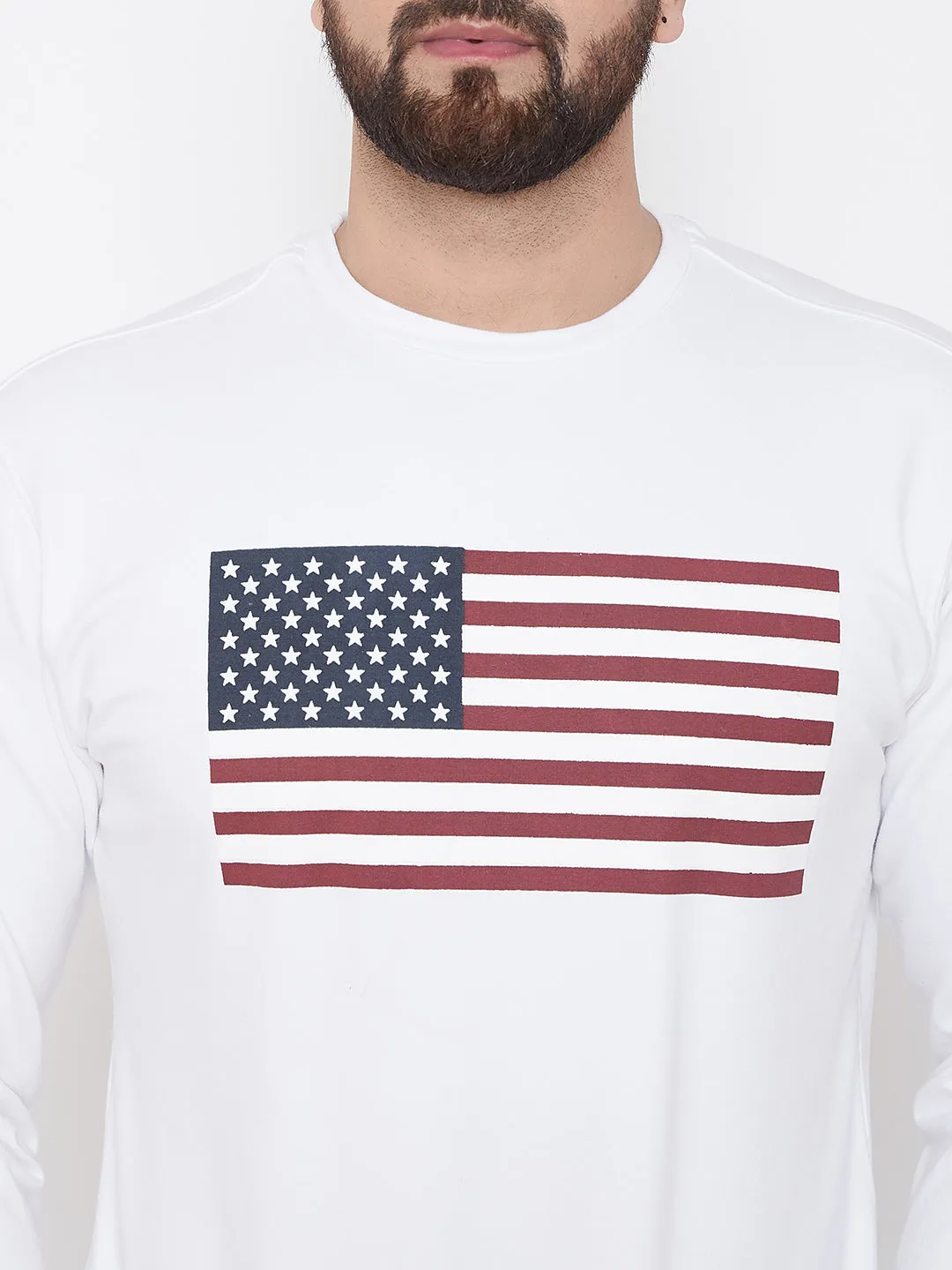 JUMP USA Men White Self Design Sweatshirt