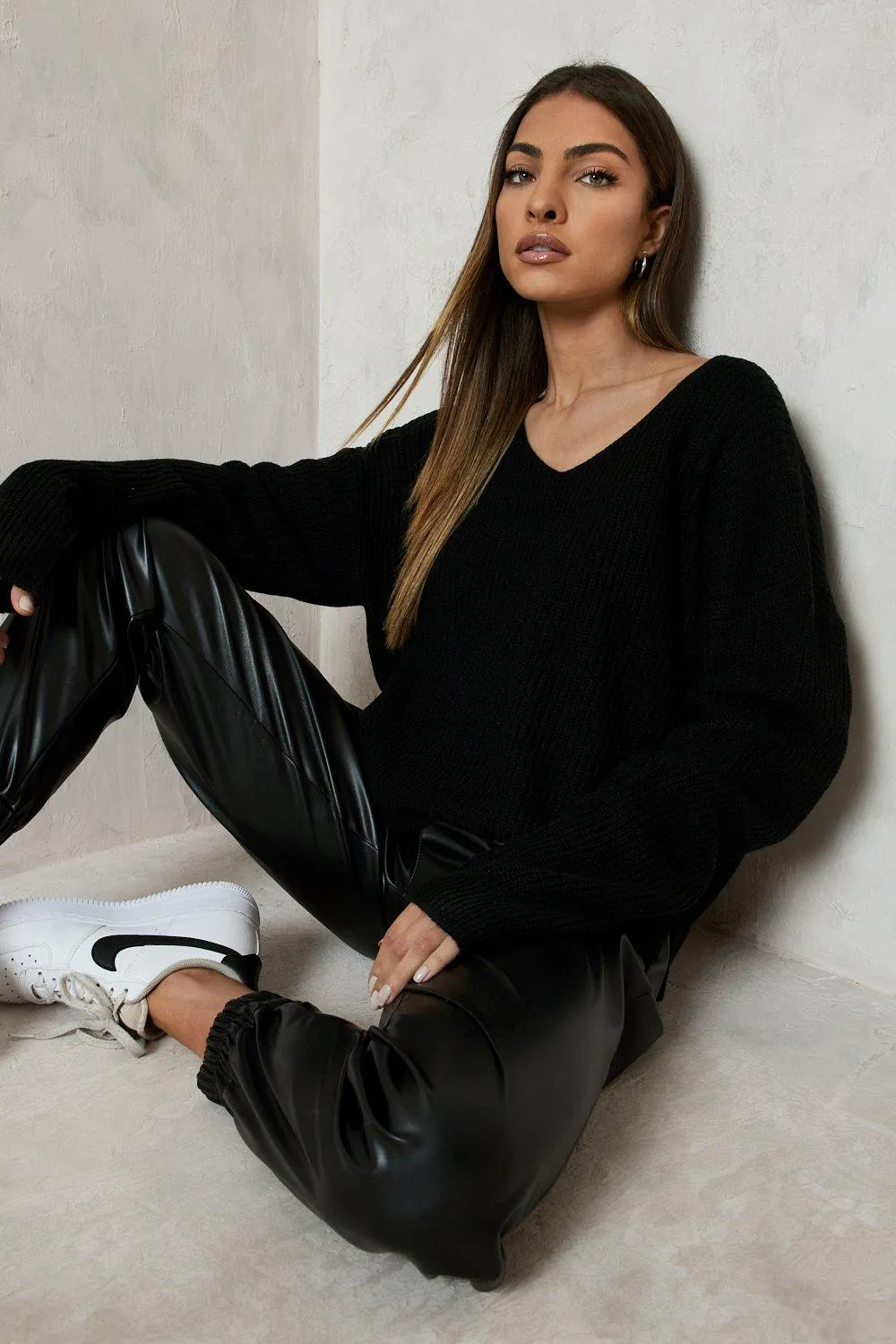 Cropped Fisherman V Neck Jumper | Shop Jumpers & Cardigans | boohoo