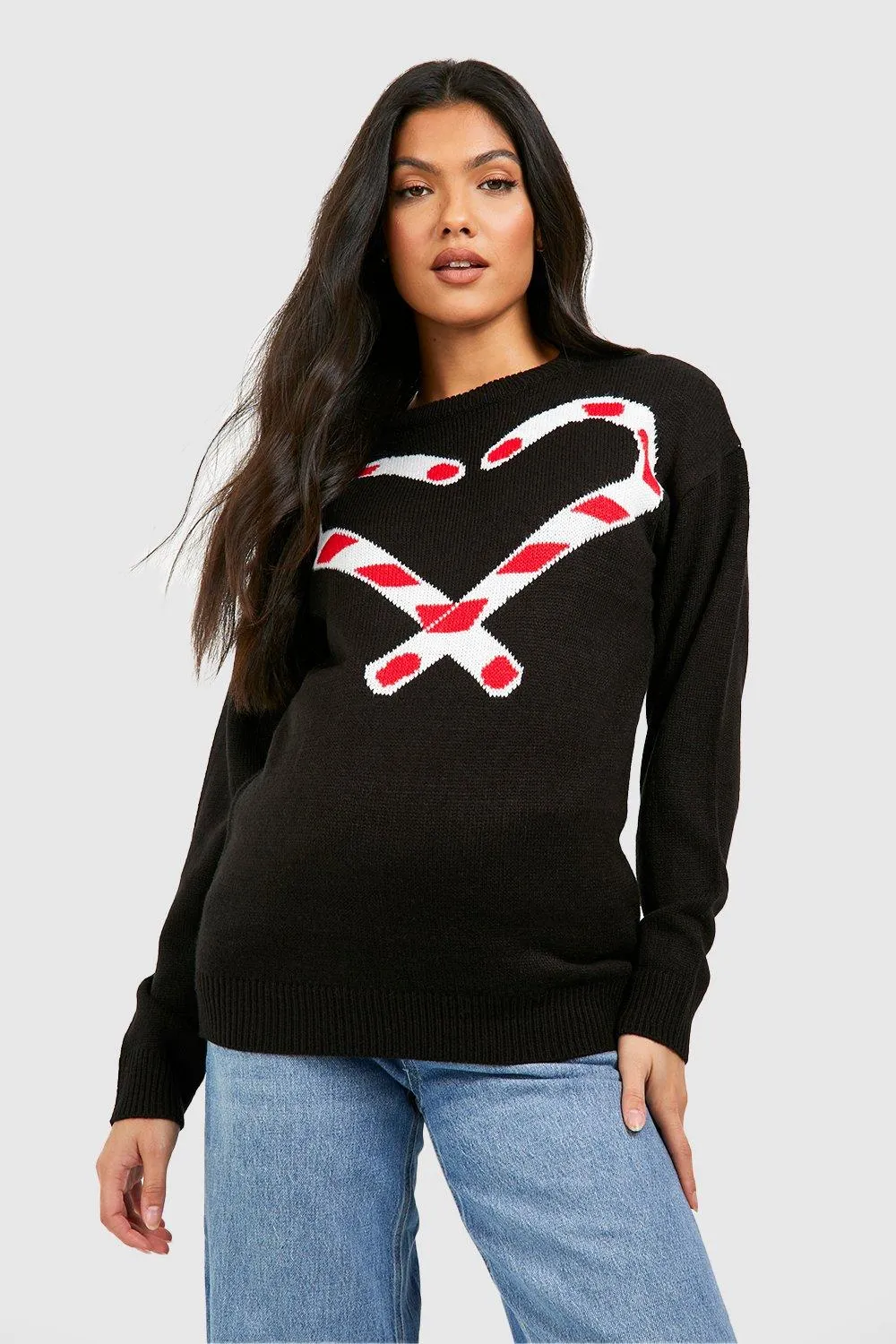 Maternity Christmas Jumper | Candy Cane Theme | boohoo