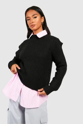 Petite Cable Knit Shoulder Detail Jumper - Shop Now at boohoo