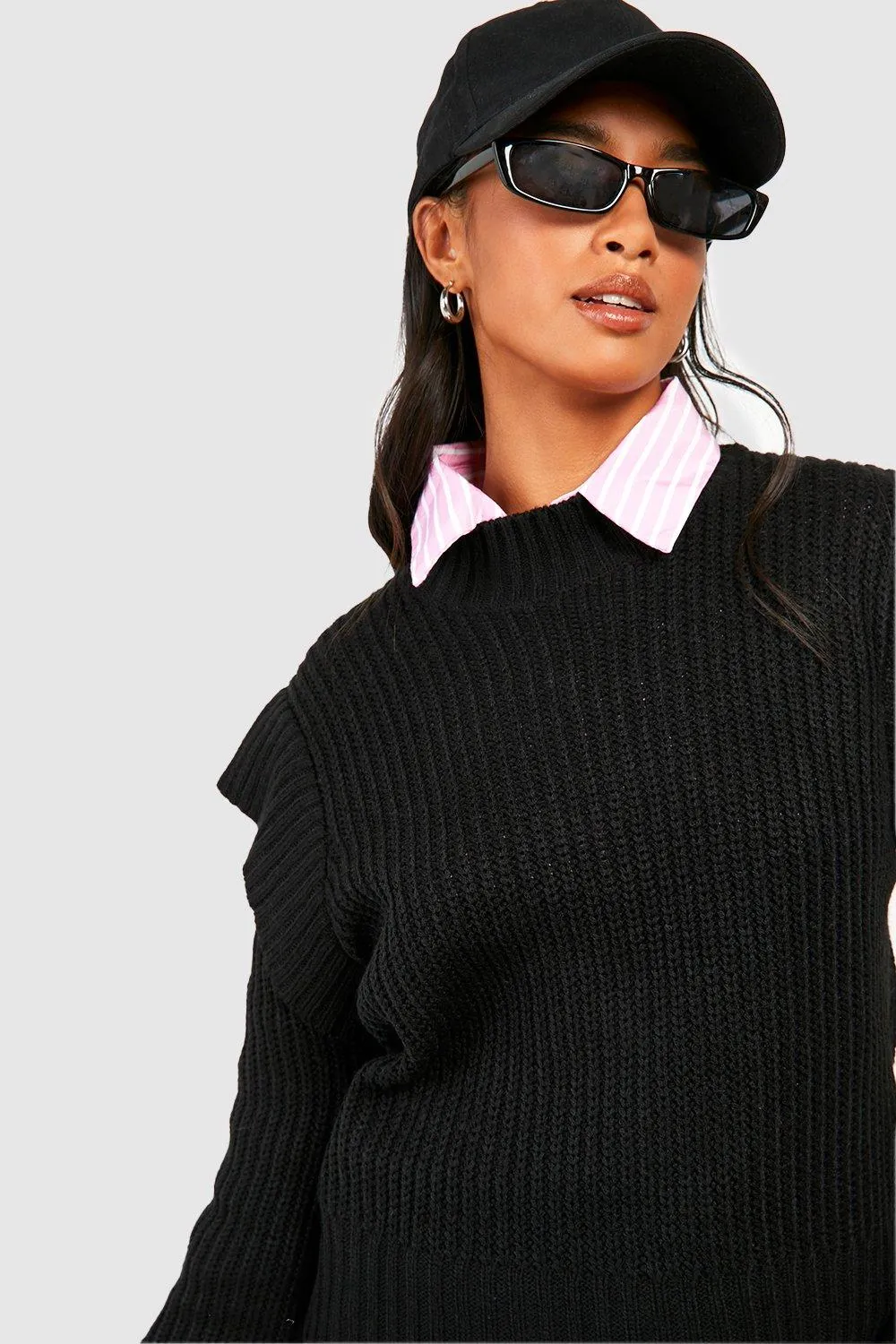 Petite Cable Knit Shoulder Detail Jumper - Shop Now at boohoo