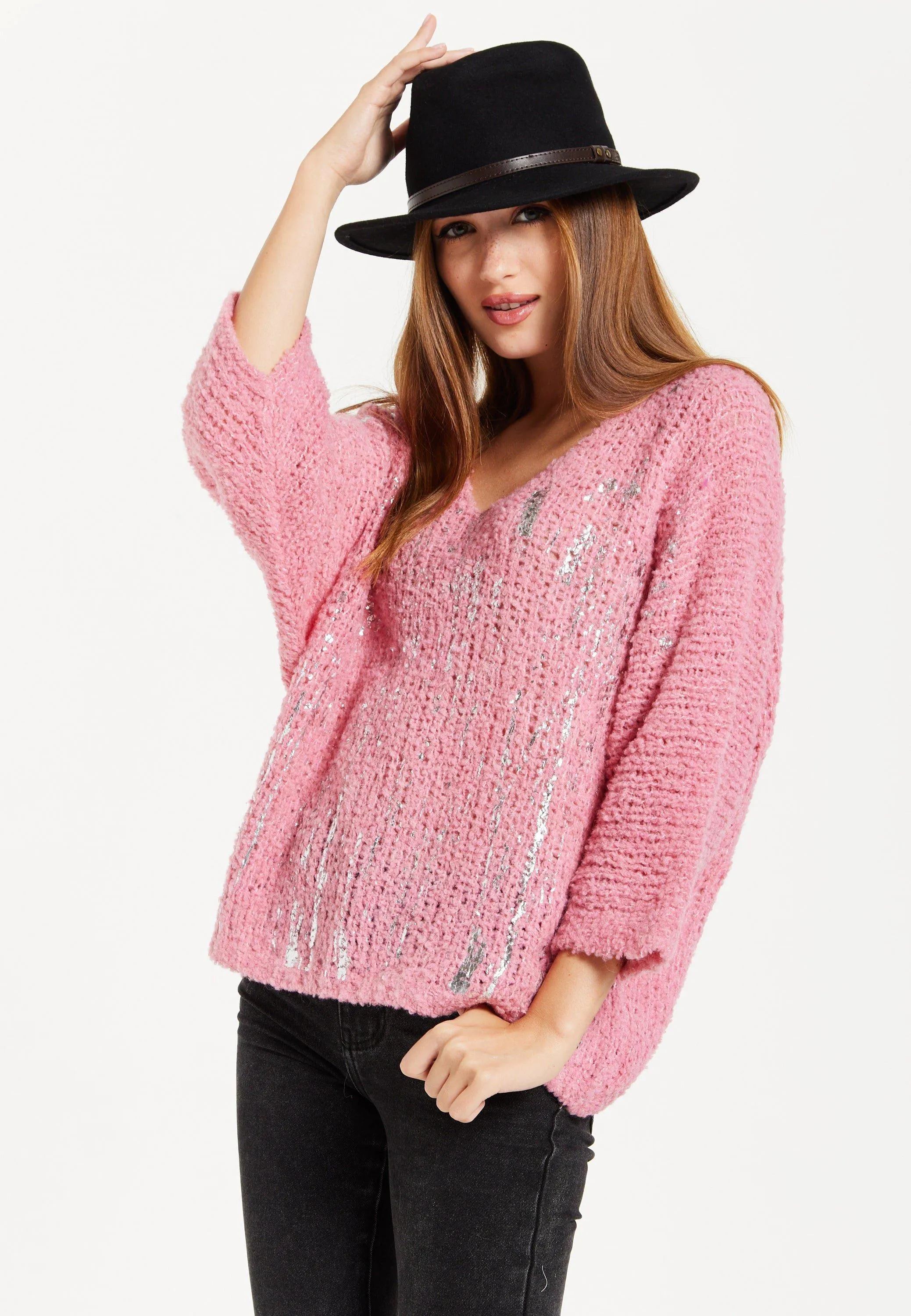 Tall High Neck Wide Sleeve Striped Jumper