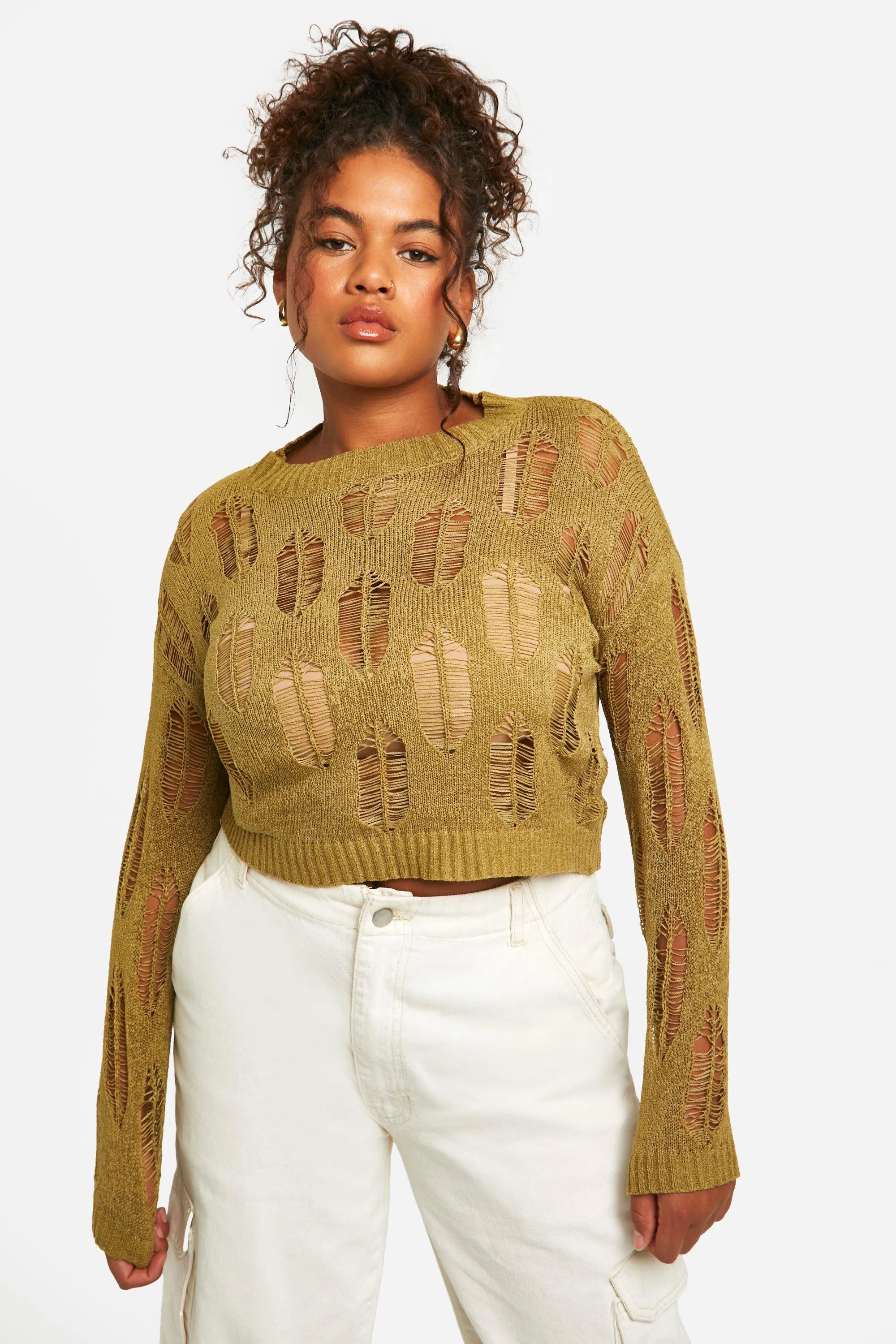 Shop Ladder Detail Sheer Jumpers & Cardigans at boohoo