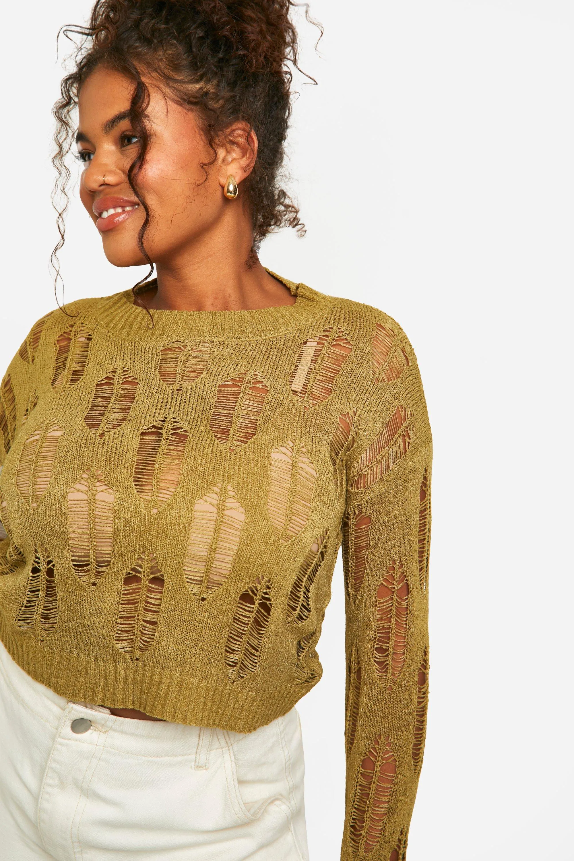 Shop Ladder Detail Sheer Jumpers & Cardigans at boohoo