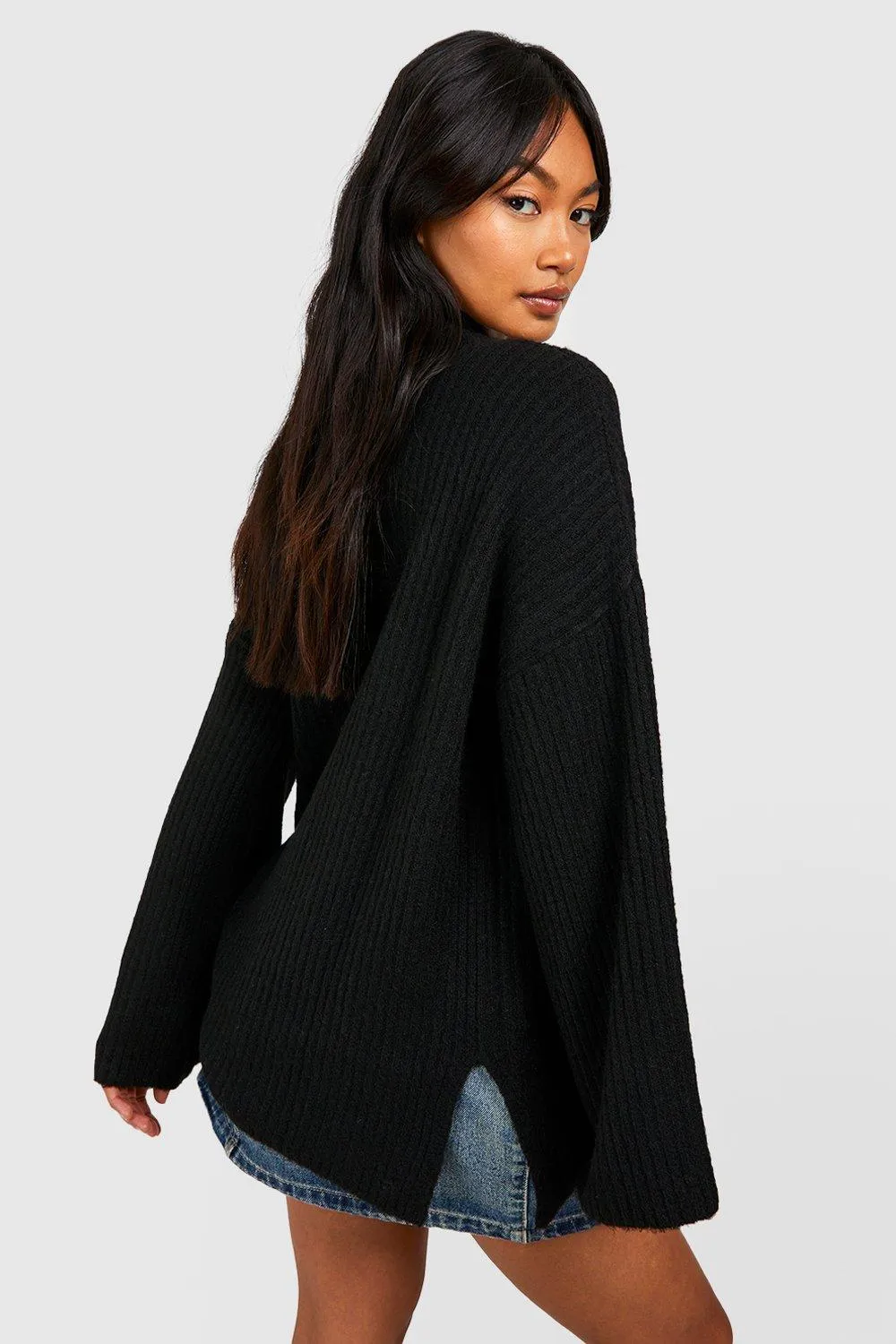 Soft Rib Knit High Neck Jumper